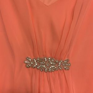 Embellished coral chiffon dress NWT